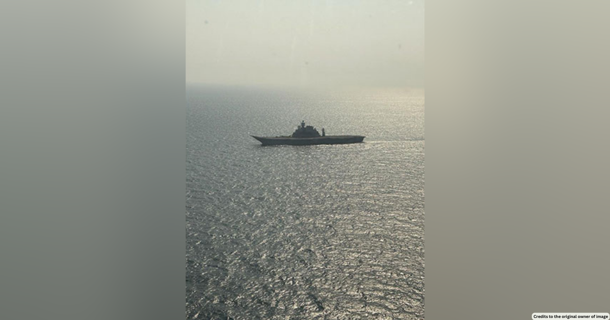 Indian Navy's aircraft carrier INS Vikramaditya carrying out sea trials post-refit